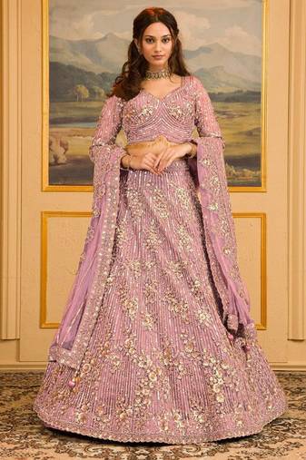 Georgette Sequin Embroidery Lehenga Choli Dupatta Set SemiStitch