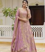 Trendmalls Georgette Sequin Embroidery Lehenga Choli Dupatta Set SemiStitch