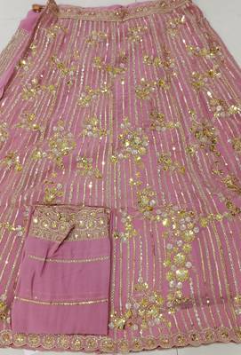 Georgette Sequin Embroidery Lehenga Choli Dupatta Set SemiStitch 7
