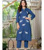 Women Ethnic Embroidery Pure Cotton Kurta with Trouser