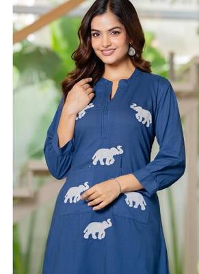 Women Ethnic Embroidery  Cotton Kurta with Trouser 3