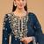 simple and sober teal vichitra silk suit for women