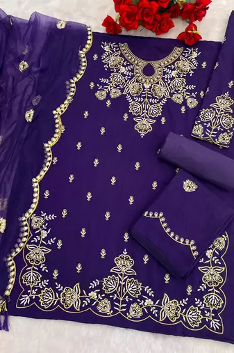 purple vichitra silk based  palazzo suit for women