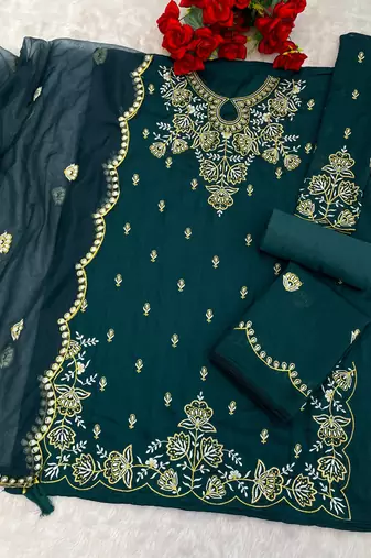 green vichitra silk based  palazzo suit for women