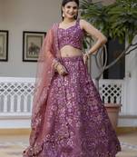 Art Silk Sequin Embroidery Work Lehenga Choli Dupatta Set SemiStitch