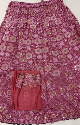 Art Silk Sequin Embroidery Work Lehenga Choli Dupatta Set SemiStitch 6