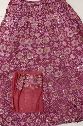 Art Silk Sequin Embroidery Work Lehenga Choli Dupatta Set SemiStitch