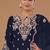 blue vichitra silk based designer palazzo suit for women