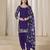 Purple glass work roman silk unstitched straight cut santool suit set