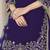 Purple glass work roman silk unstitched straight cut santool suit set