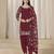 Maroon glass work roman silk unstitched straight cut santool suit set