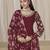 Maroon glass work roman silk unstitched straight cut santool suit set