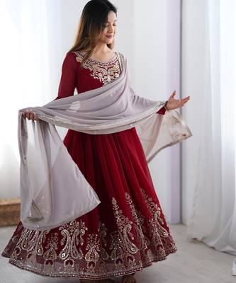 Elegant Embroidered Sequence Designer Anarkali Three Piece Set  3