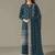 blue faux georgette long straight suit for women embroidered