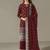 maroon faux georgette long straight suit for women embroidered