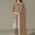 beige faux georgette long straight suit for women embroidered