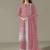 pink faux georgette long straight suit for women embroidered
