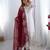  White Elegant Embroidered Sequence Designer Anarkali Three Piece Set 