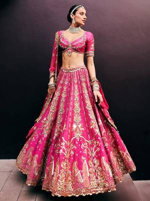 Trendmalls Art Silk Sequin Embroidery Work Lehenga Choli Dupatta Set SemiStitch 1
