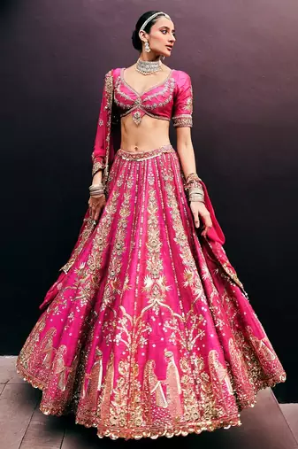 Art Silk Sequin Embroidery Work Lehenga Choli Dupatta Set SemiStitch