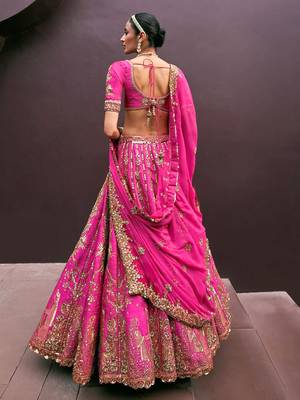 Trendmalls Art Silk Sequin Embroidery Work Lehenga Choli Dupatta Set SemiStitch 2