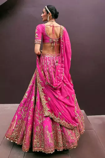 Trendmalls Art Silk Sequin Embroidery Work Lehenga Choli Dupatta Set SemiStitch