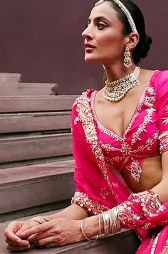 Trendmalls Art Silk Sequin Embroidery Work Lehenga Choli Dupatta Set SemiStitch
