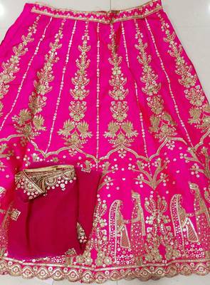 Trendmalls Art Silk Sequin Embroidery Work Lehenga Choli Dupatta Set SemiStitch 6