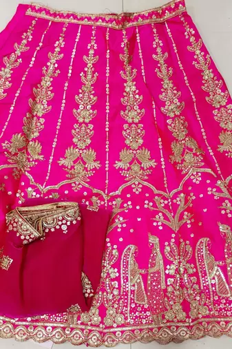 Trendmalls Art Silk Sequin Embroidery Work Lehenga Choli Dupatta Set SemiStitch