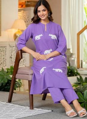 Women Ethnic Embroidery  Cotton Kurta with Trouser 3