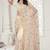 White color resham embroidery & stone work net party wear saree with blouse pieces
