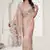 Peach color resham embroidery & stone work net party wear saree with blouse pieces