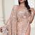 Peach color resham embroidery & stone work net party wear saree with blouse pieces
