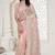 Peach color resham embroidery & stone work net party wear saree with blouse pieces