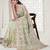 Pista green color resham embroidery & stone work net party wear saree with blouse pieces