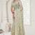 Pista green color resham embroidery & stone work net party wear saree with blouse pieces