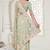 Pista green color resham embroidery & stone work net party wear saree with blouse pieces