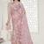 Pink color resham embroidery & stone work net party wear saree with blouse pieces