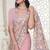 Pink color resham embroidery & stone work net party wear saree with blouse pieces