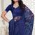 Blue color resham embroidery & stone work net party wear saree with blouse pieces