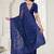 Blue color resham embroidery & stone work net party wear saree with blouse pieces
