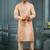 Men's poly jacquard light peach kurta pajama