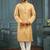Men's poly jacquard yellow kurta pajama