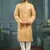Men's poly jacquard yellow kurta pajama
