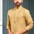 Men's poly jacquard yellow kurta pajama