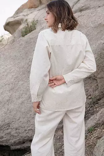  Embroidery Collar Neck Shirt With Trousers Co-Ords