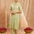 Green embroidered cotton kurta set