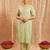 Green embroidered cotton kurta set