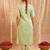 Green embroidered cotton kurta set