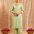Green embroidered cotton kurta set